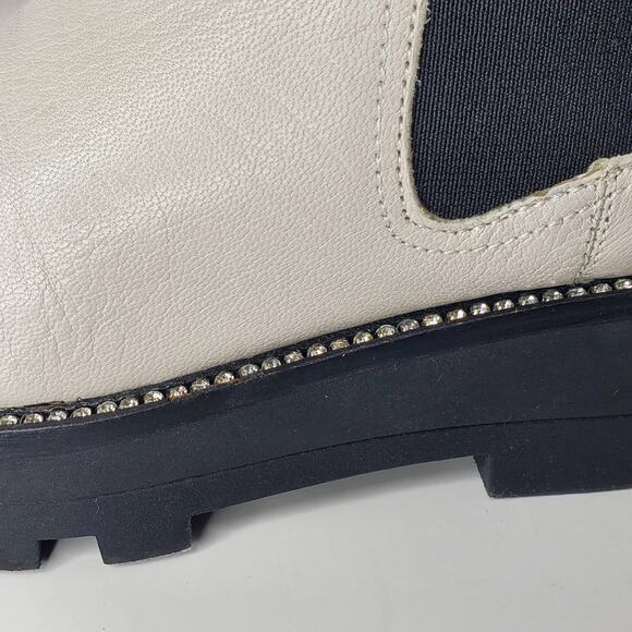 Karl Lagerfeld Paris Mayde Women's leather rhinestone white Chelsea boots Size 8 - Picture 10 of 13